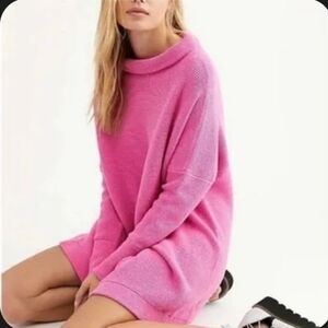 NWT Free People Oversized Pink Women's Sweater Dress - Cashmere